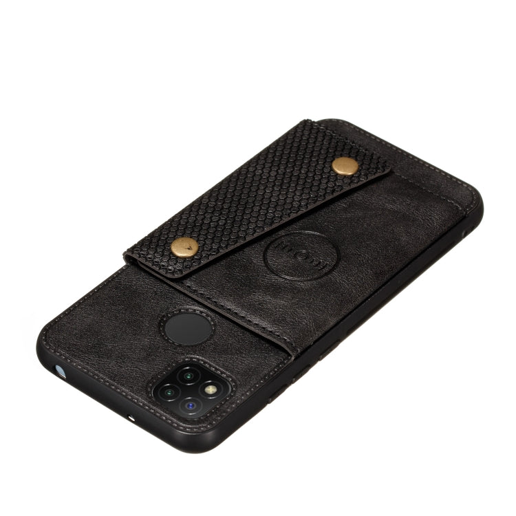 For Xiaomi Redmi 9C Double Buckle PU + TPU Shockproof Magnetic Protective Case with Card Slot & Holder