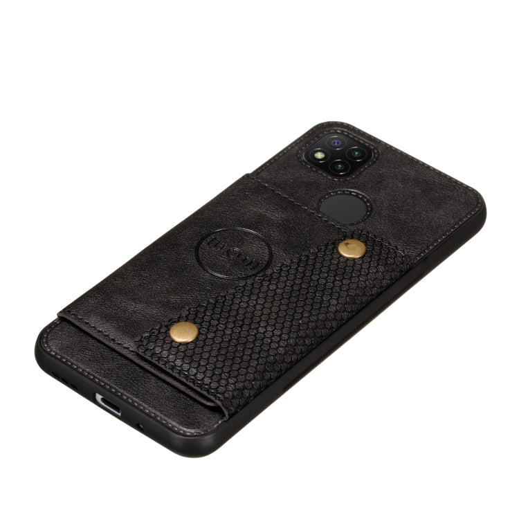 For Xiaomi Redmi 9C Double Buckle PU + TPU Shockproof Magnetic Protective Case with Card Slot & Holder