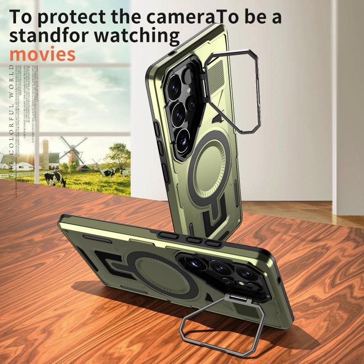 For Samsung Galaxy A16 5G Shield Hollow Frame Holder MagSafe Phone Case