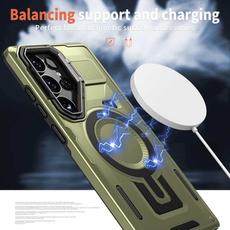 For Samsung Galaxy A16 5G Shield Hollow Frame Holder MagSafe Phone Case