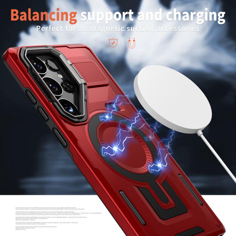For Samsung Galaxy A06 4G Shield Hollow Frame Holder MagSafe Phone Case