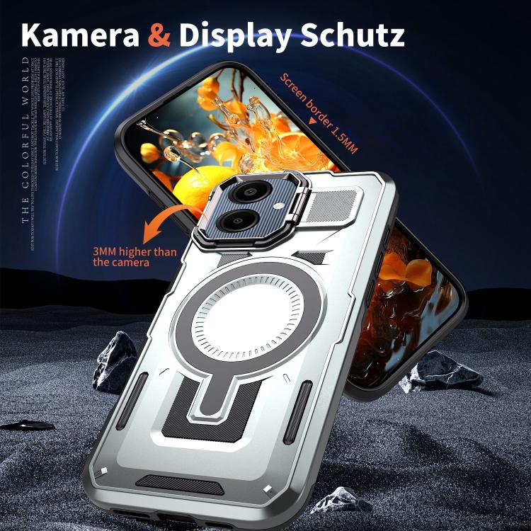 For Samsung Galaxy A06 4G Shield Hollow Frame Holder MagSafe Phone Case