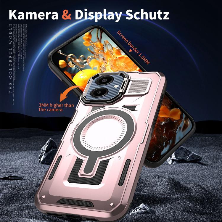 For Samsung Galaxy A06 4G Shield Hollow Frame Holder MagSafe Phone Case