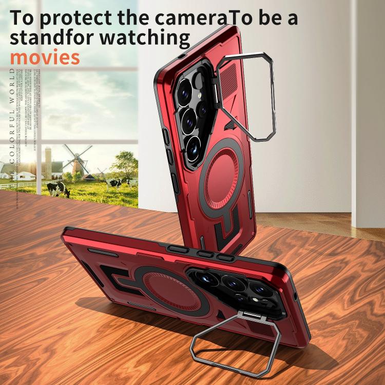 For Samsung Galaxy A55 5G Shield Hollow Frame Holder MagSafe Phone Case