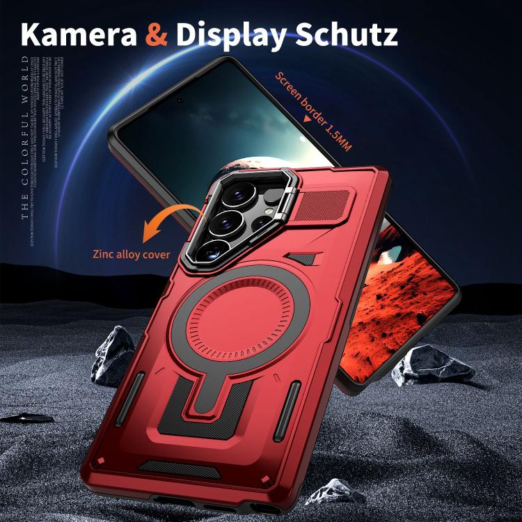 For Samsung Galaxy A55 5G Shield Hollow Frame Holder MagSafe Phone Case