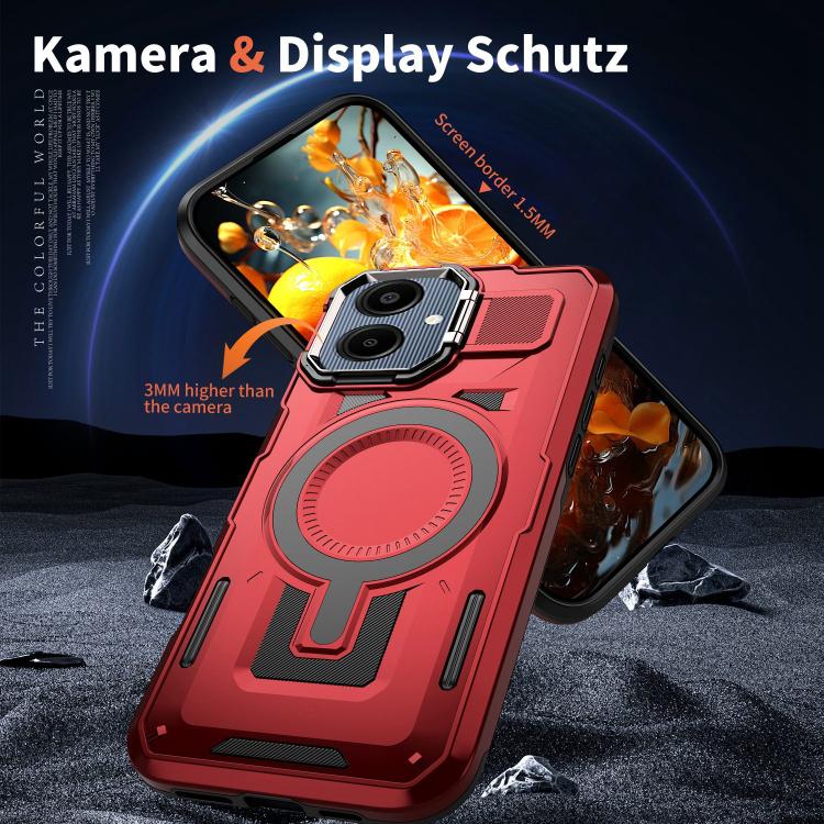 For Samsung Galaxy A05 Shield Hollow Frame Holder MagSafe Phone Case