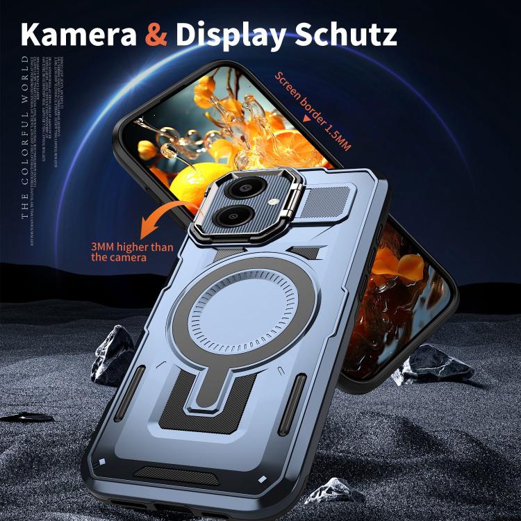 For Samsung Galaxy A05 Shield Hollow Frame Holder MagSafe Phone Case