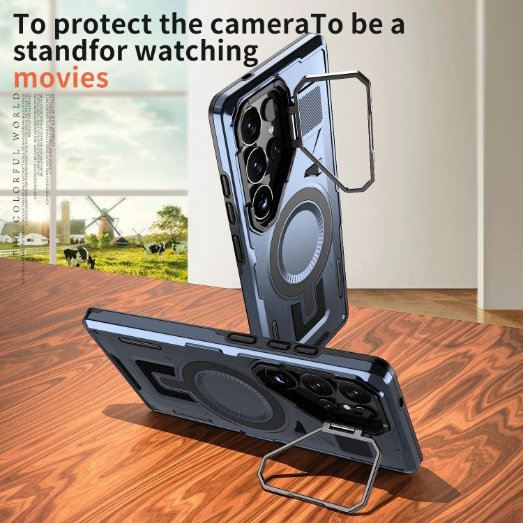 For Samsung Galaxy A05 Shield Hollow Frame Holder MagSafe Phone Case