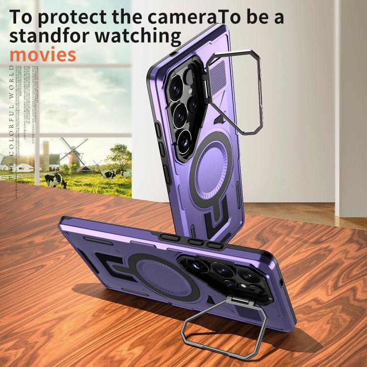 For Samsung Galaxy A05 Shield Hollow Frame Holder MagSafe Phone Case