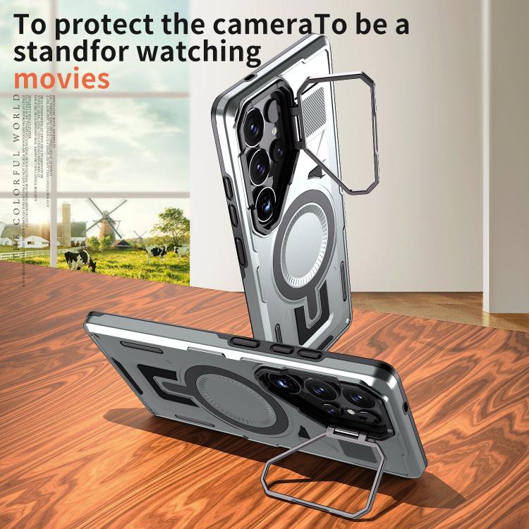 For Samsung Galaxy A14 Shield Hollow Frame Holder MagSafe Phone Case
