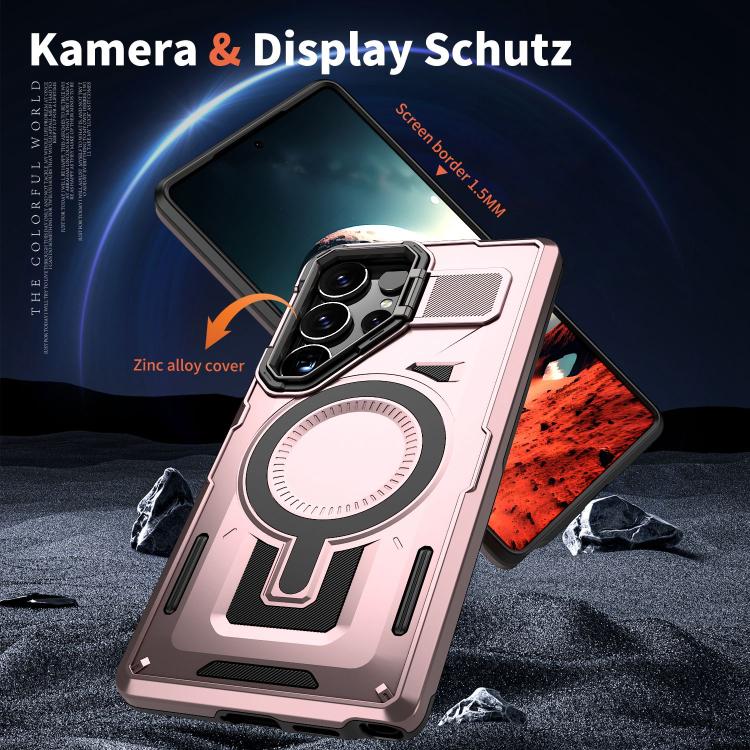 For Samsung Galaxy A14 Shield Hollow Frame Holder MagSafe Phone Case