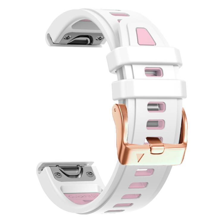 For Garmin Fenix 8 AMOLED 43mm Rose Gold Steel Buckle Quick Release Silicone Watch Band
