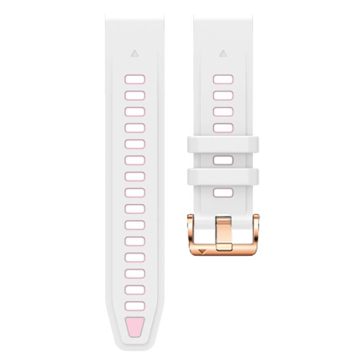 For Garmin Fenix 8 AMOLED 43mm Rose Gold Steel Buckle Quick Release Silicone Watch Band