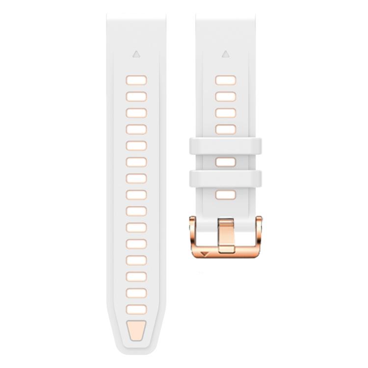 For Garmin Fenix 8 AMOLED 43mm Rose Gold Steel Buckle Quick Release Silicone Watch Band
