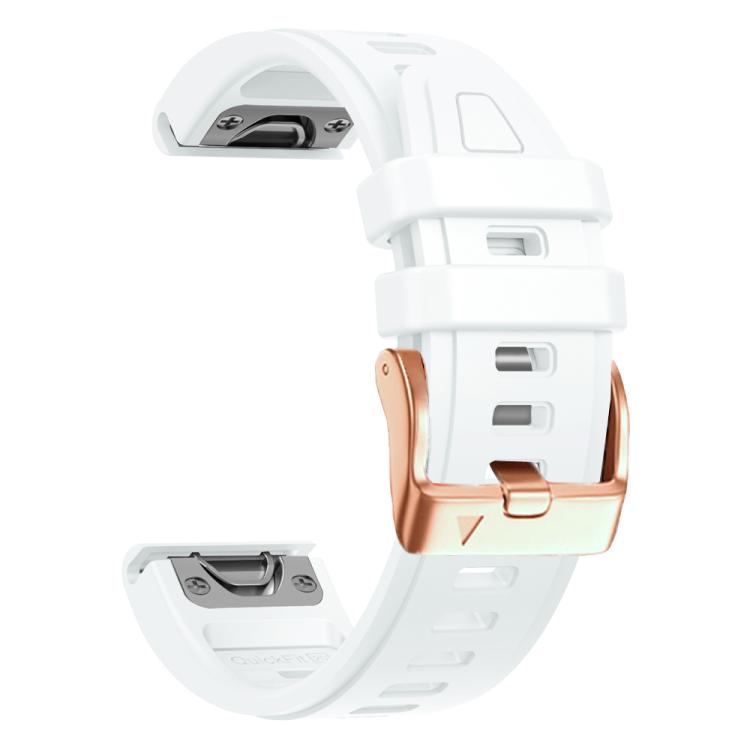 For Garmin Fenix 8 AMOLED 43mm Rose Gold Steel Buckle Quick Release Silicone Watch Band