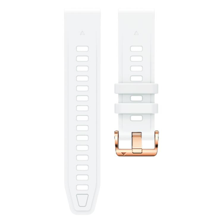 For Garmin Fenix 8 AMOLED 43mm Rose Gold Steel Buckle Quick Release Silicone Watch Band