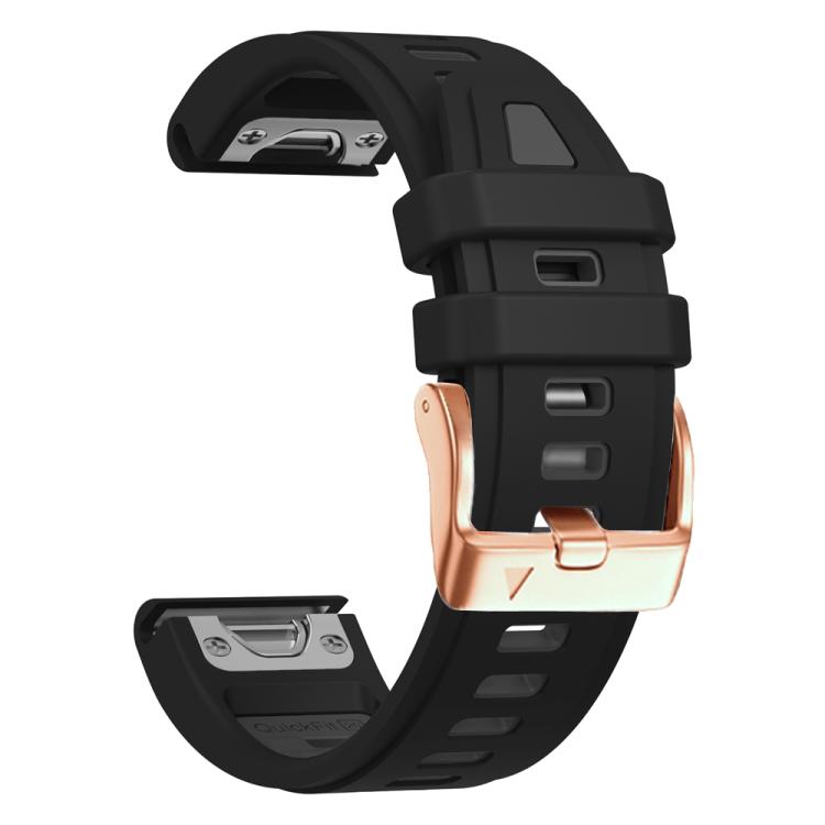 For Garmin Fenix 8 AMOLED 43mm Rose Gold Steel Buckle Quick Release Silicone Watch Band