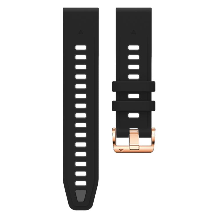 For Garmin Fenix 8 AMOLED 43mm Rose Gold Steel Buckle Quick Release Silicone Watch Band