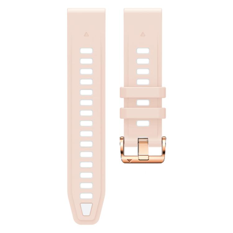 For Garmin Fenix 8 AMOLED 43mm Rose Gold Steel Buckle Quick Release Silicone Watch Band