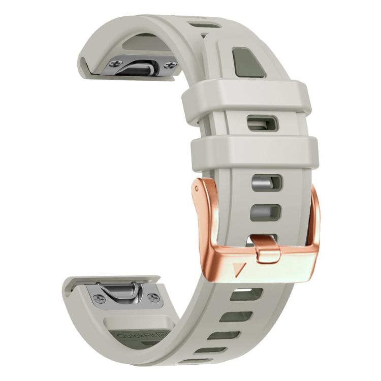 For Garmin Fenix 8 AMOLED 43mm Rose Gold Steel Buckle Quick Release Silicone Watch Band