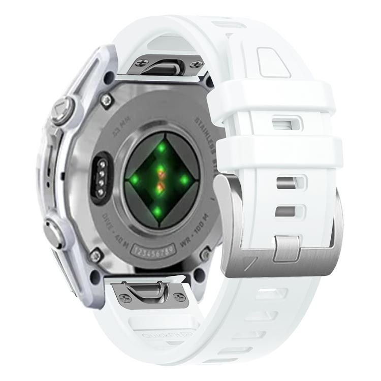 For Garmin Fenix 8 AMOLED 43mm Silver Steel Buckle Quick Release Silicone Watch Band