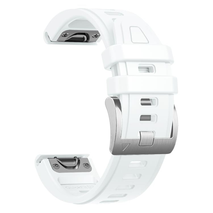 For Garmin Fenix 8 AMOLED 43mm Silver Steel Buckle Quick Release Silicone Watch Band