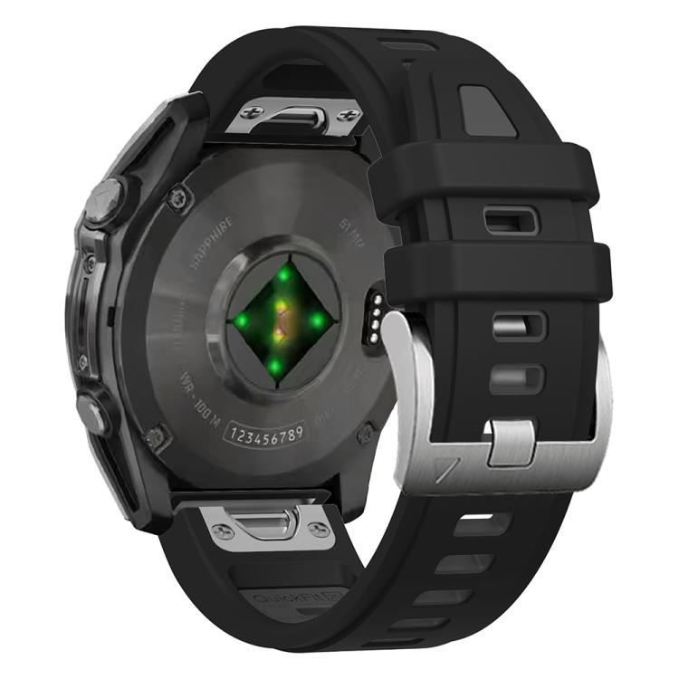 For Garmin Fenix 8 AMOLED 43mm Silver Steel Buckle Quick Release Silicone Watch Band
