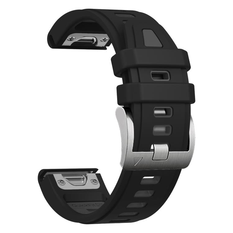 For Garmin Fenix 8 AMOLED 43mm Silver Steel Buckle Quick Release Silicone Watch Band