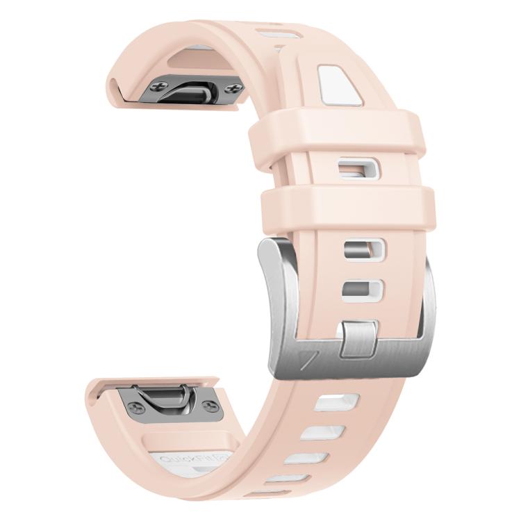 For Garmin Fenix 8 AMOLED 43mm Silver Steel Buckle Quick Release Silicone Watch Band