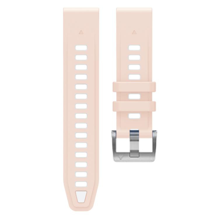 For Garmin Fenix 8 AMOLED 43mm Silver Steel Buckle Quick Release Silicone Watch Band