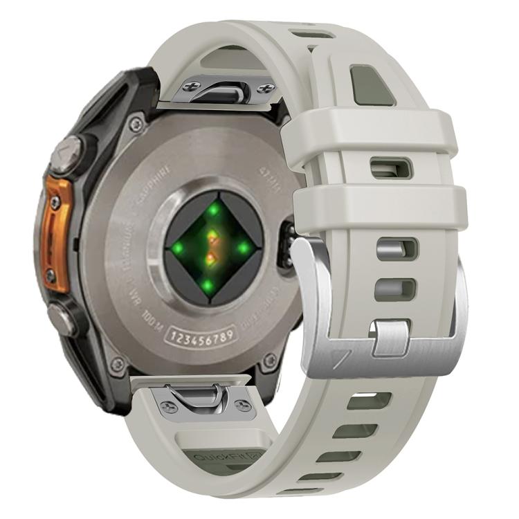 For Garmin Fenix 8 AMOLED 43mm Silver Steel Buckle Quick Release Silicone Watch Band