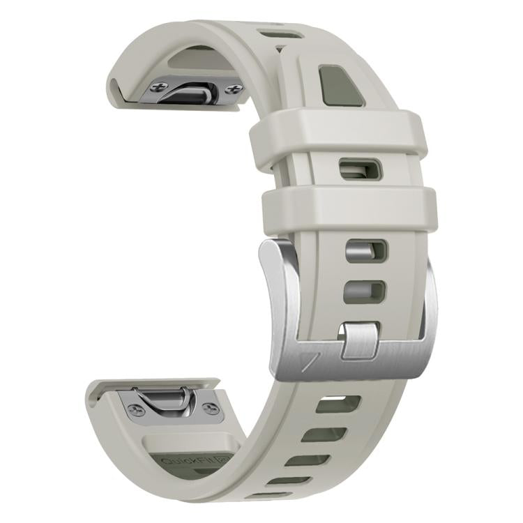 For Garmin Fenix 8 AMOLED 43mm Silver Steel Buckle Quick Release Silicone Watch Band