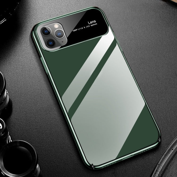 For iPhone 11 Pro Max Transparent Glass Electroplating Ultra-thin Shockproof Protective Case