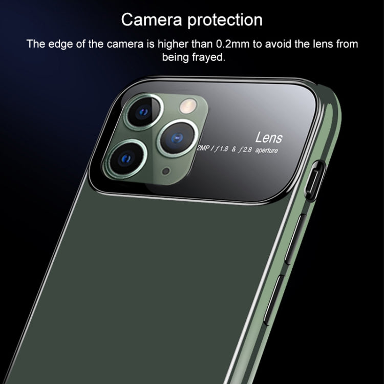 For iPhone 11 Pro Max Transparent Glass Electroplating Ultra-thin Shockproof Protective Case