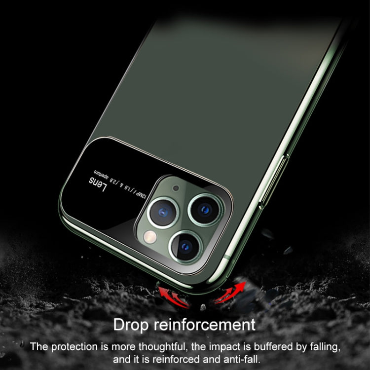 For iPhone 11 Pro Max Transparent Glass Electroplating Ultra-thin Shockproof Protective Case