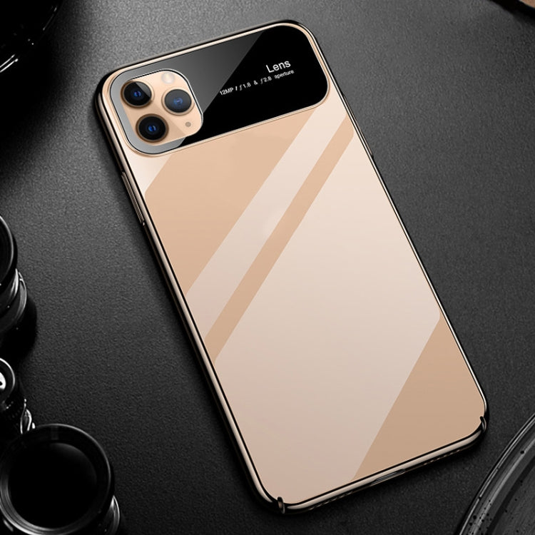 For iPhone 11 Pro Max Transparent Glass Electroplating Ultra-thin Shockproof Protective Case