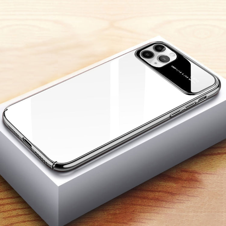For iPhone 11 Pro Max Transparent Glass Electroplating Ultra-thin Shockproof Protective Case