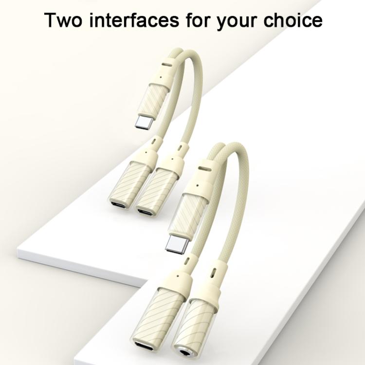 60W 2 in 1 Type-C to Dual Type-C Audio Adapter - Apricot
