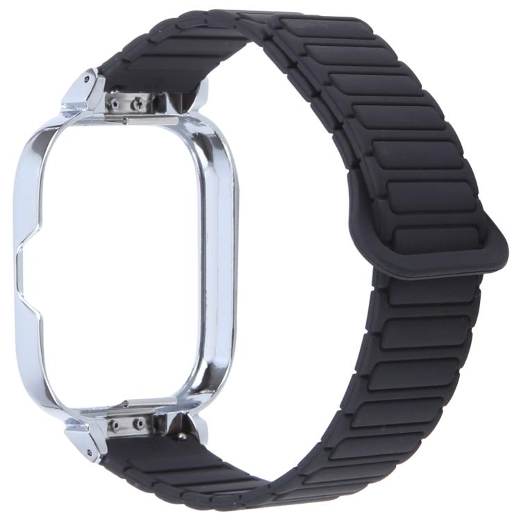 For Redmi Watch 5 / Watch 4 Metal Silver Frame Integrated I-shaped Magnetic Silicone Watch Band