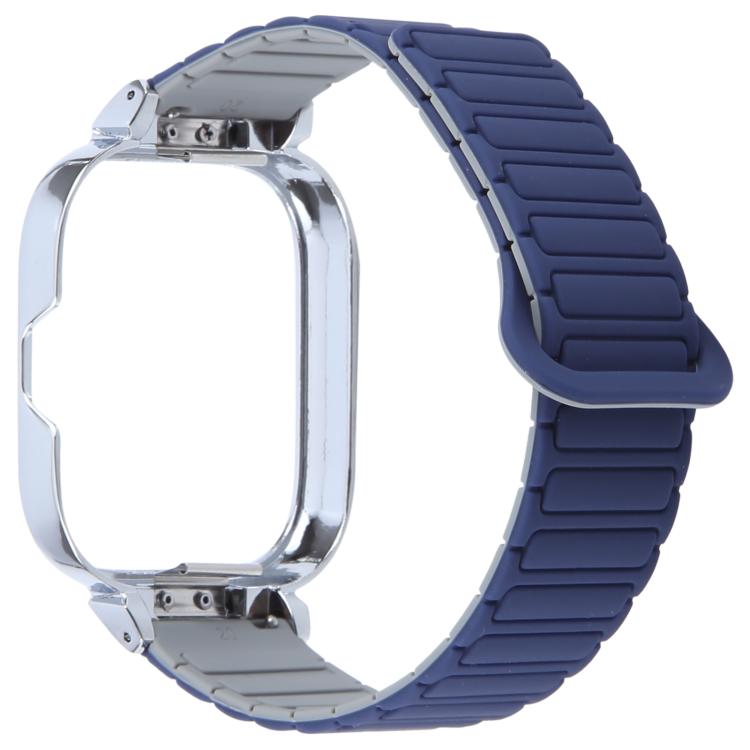 For Redmi Watch 5 / Watch 4 Metal Silver Frame Integrated I-shaped Magnetic Silicone Watch Band