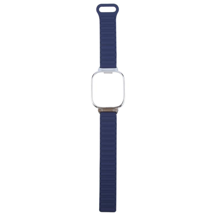 For Redmi Watch 5 / Watch 4 Metal Silver Frame Integrated I-shaped Magnetic Silicone Watch Band