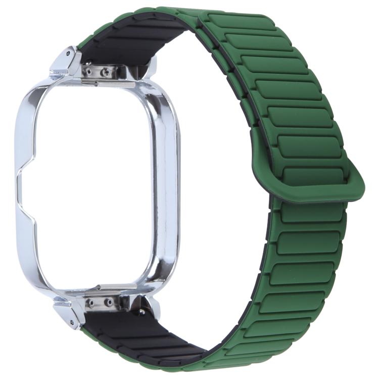For Redmi Watch 5 / Watch 4 Metal Silver Frame Integrated I-shaped Magnetic Silicone Watch Band