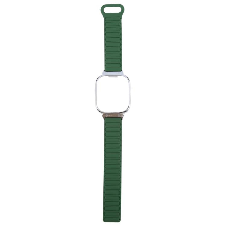 For Redmi Watch 5 / Watch 4 Metal Silver Frame Integrated I-shaped Magnetic Silicone Watch Band