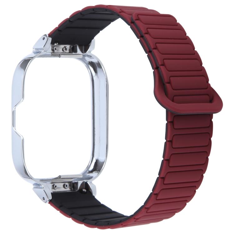 For Redmi Watch 5 / Watch 4 Metal Silver Frame Integrated I-shaped Magnetic Silicone Watch Band