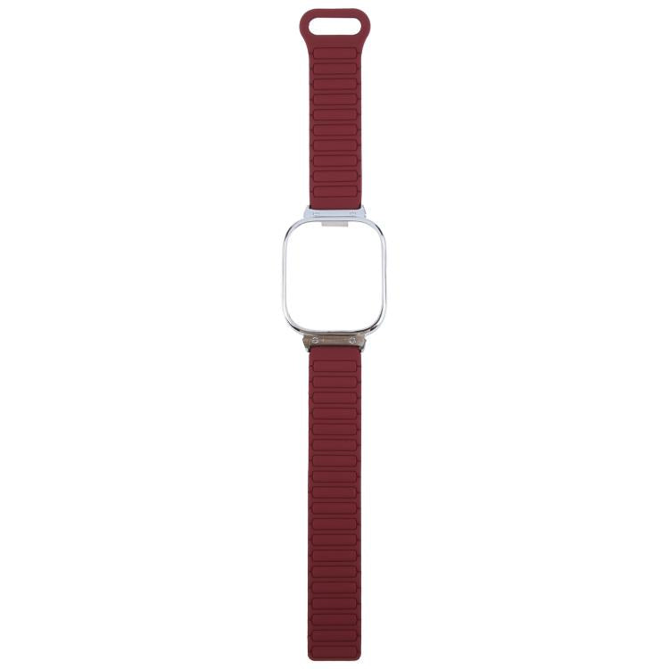 For Redmi Watch 5 / Watch 4 Metal Silver Frame Integrated I-shaped Magnetic Silicone Watch Band