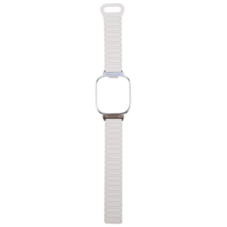 For Redmi Watch 5 / Watch 4 Metal Silver Frame Integrated I-shaped Magnetic Silicone Watch Band