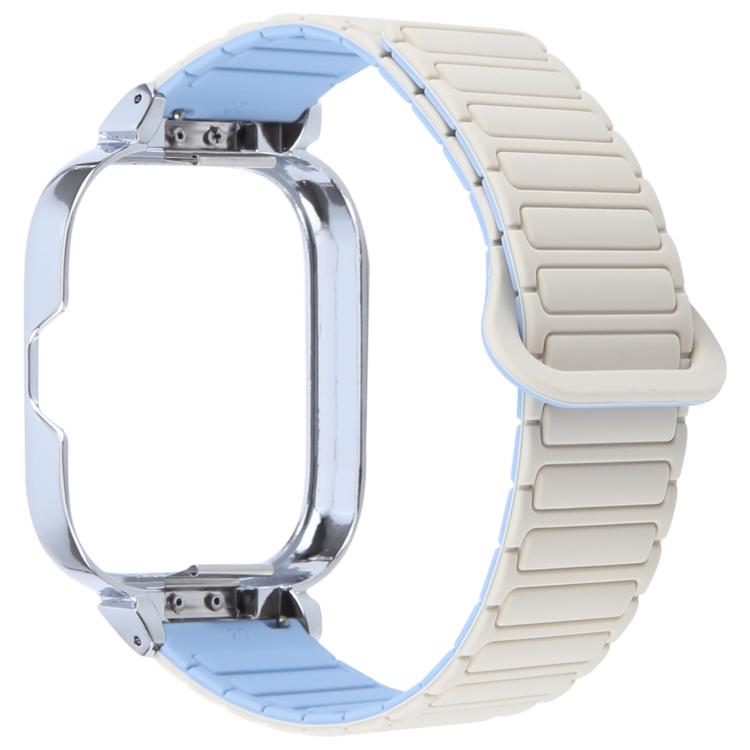 For Redmi Watch 5 / Watch 4 Metal Silver Frame Integrated I-shaped Magnetic Silicone Watch Band