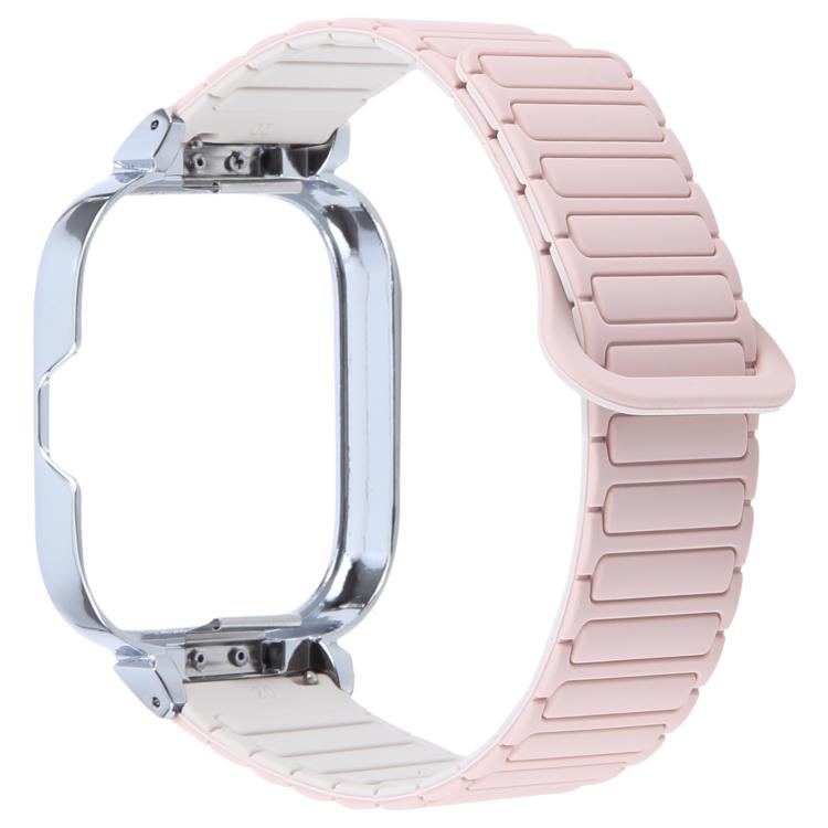 For Redmi Watch 5 / Watch 4 Metal Silver Frame Integrated I-shaped Magnetic Silicone Watch Band
