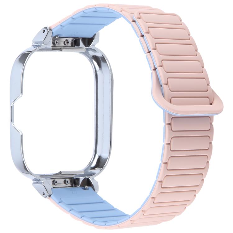 For Redmi Watch 5 / Watch 4 Metal Silver Frame Integrated I-shaped Magnetic Silicone Watch Band