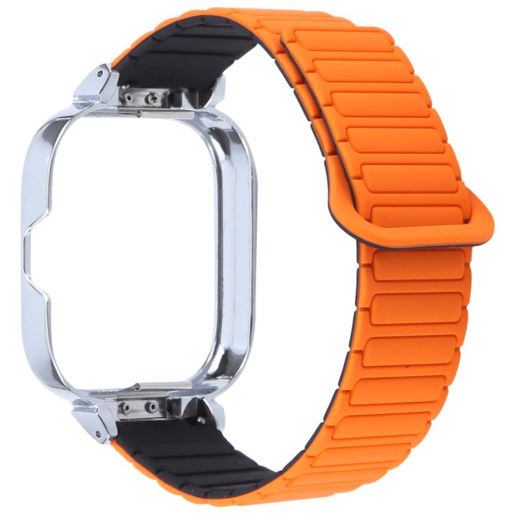For Redmi Watch 5 / Watch 4 Metal Silver Frame Integrated I-shaped Magnetic Silicone Watch Band